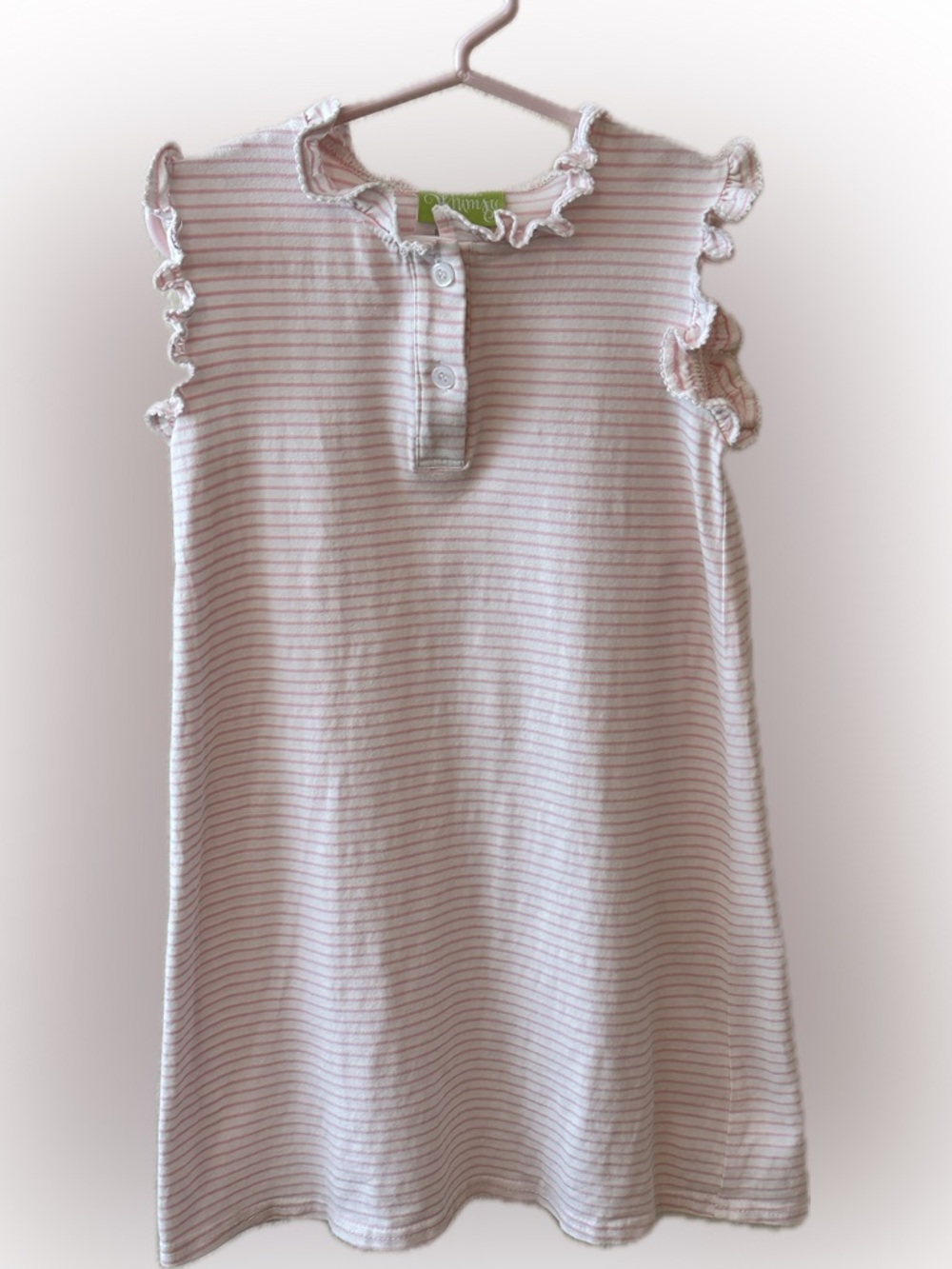 Pink Striped Ruffle Sleeve Casual Dress